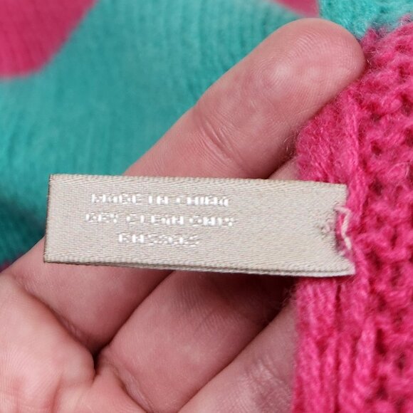 Nordstrom 100% Cashmere Colorful Striped Lightweight Knit Infinity Scarf Flawed - Picture 6 of 7